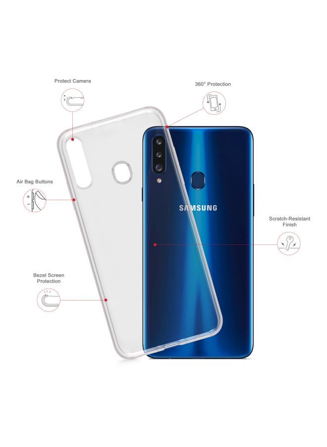 Classic Series Dark Denim Printed Case Cover For Samsung Galaxy A20s Blue/Grey