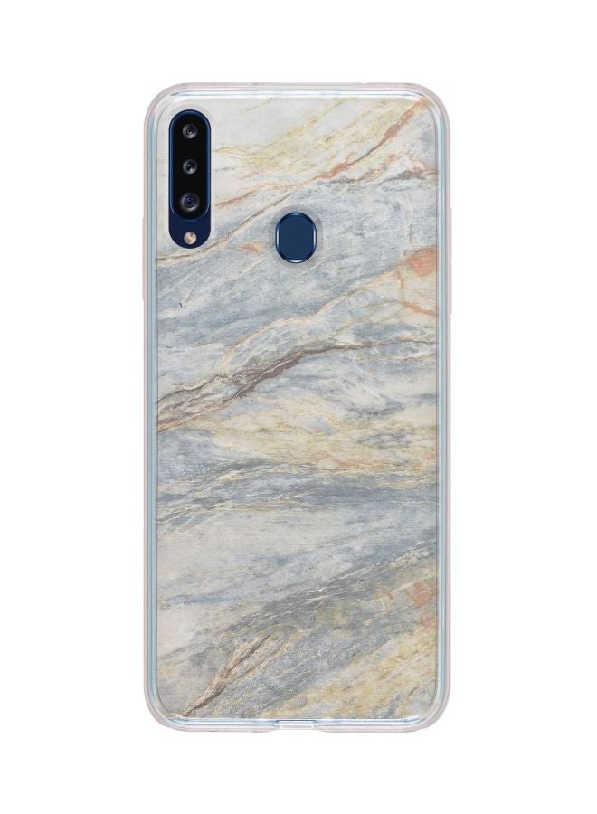 Stylizedd Classic Clear Series Marble Printed Case Cover For Samsung Galaxy A20s Grey/Blue/Beige - Image 1