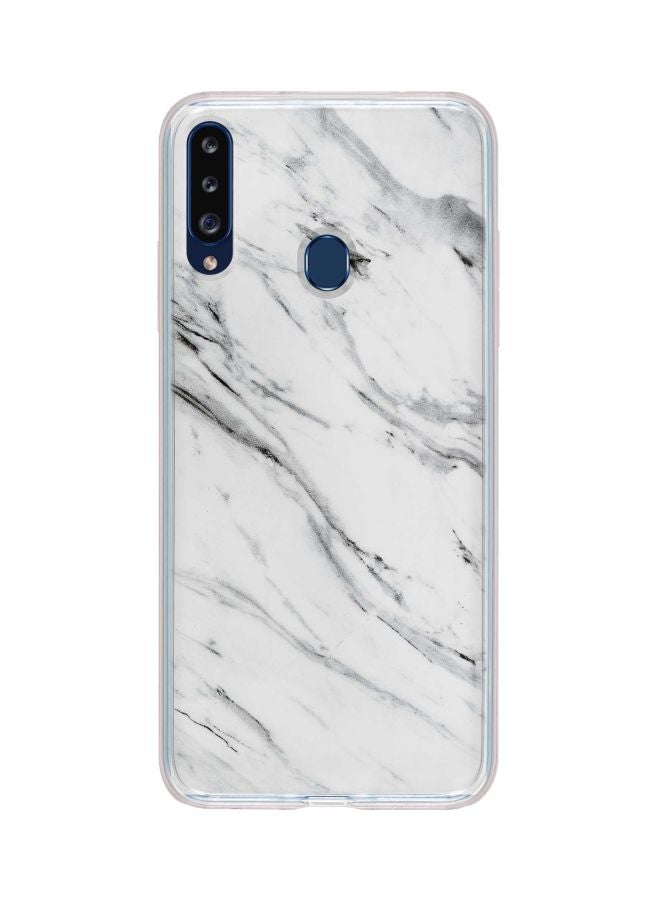 Stylizedd Classic Clear Series Marble Design Printed Case Cover For Samsung Galaxy A20s Grey/Black  - Image 1