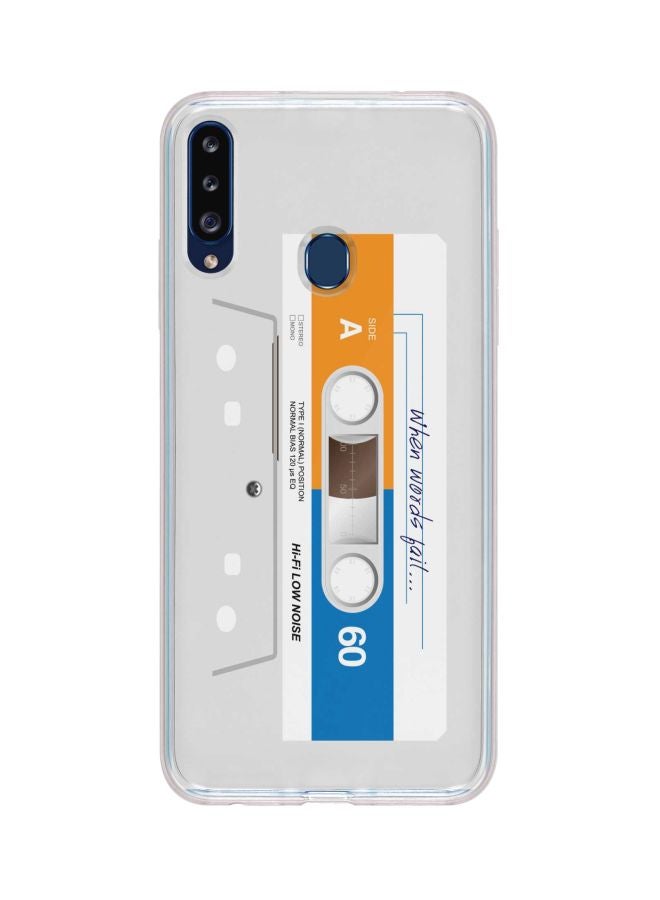 Stylizedd Classic Clear Series When Words Fail Printed Case Cover For Samsung Galaxy A20s Clear/Yellow/Blue