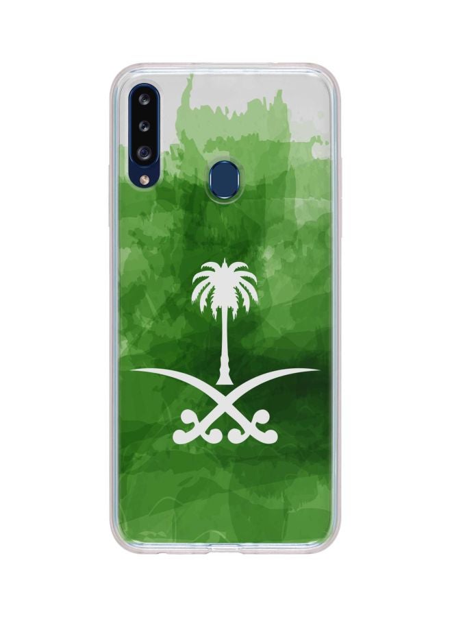 Stylizedd Classic Clear Series Saudi Emblem Printed Case Cover For Samsung Galaxy A20s Green/White/Clear