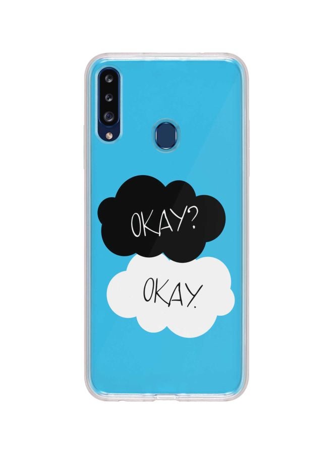 Stylizedd Classic Series Okay Printed Case Cover For Samsung Galaxy A20s Blue/White/Black - Image 1