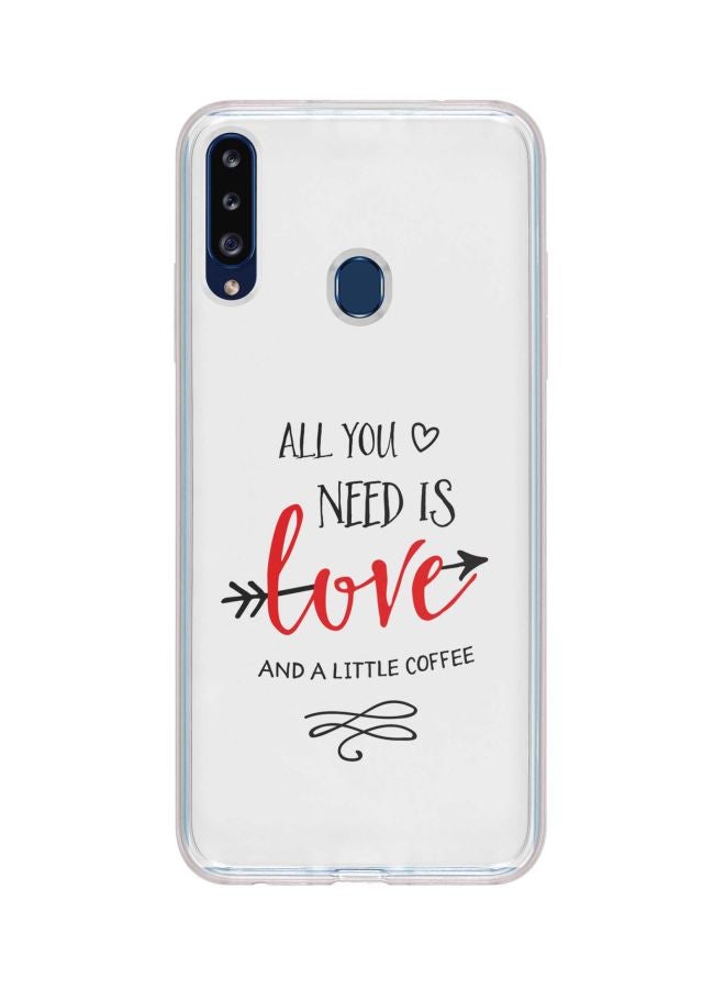 Stylizedd Classic Clear Series All You Need Is A Love Printed Case Cover For Samsung Galaxy A20s White/Black/Red - Image 1