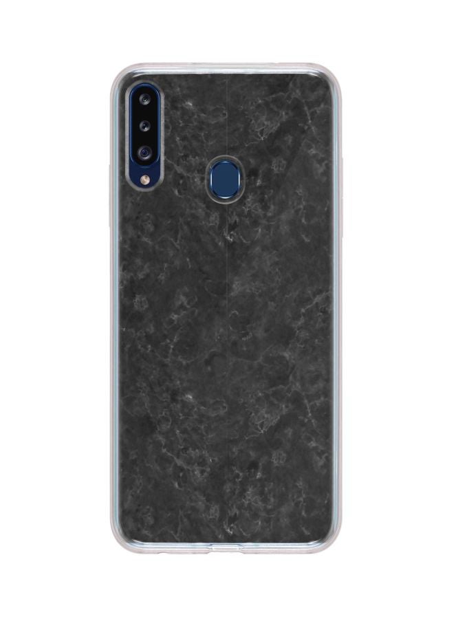 Stylizedd Classic Clear Series Marble Printed Case Cover For Samsung Galaxy A20s Black/Grey - Image 1