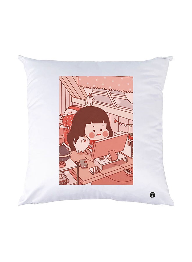 BP Printed Pillow White 30x30cm
