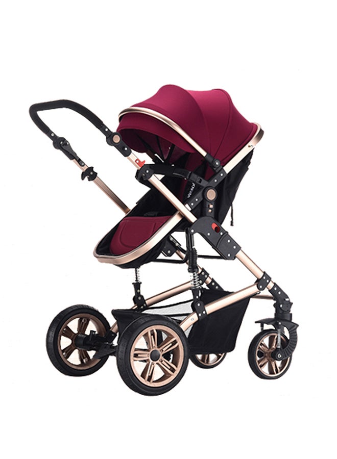 TEKNUM - 3 In 1 Pram Stroller Sleeping Bassinet Extra Wide Seat Wide Canopy - Wine - Image 1