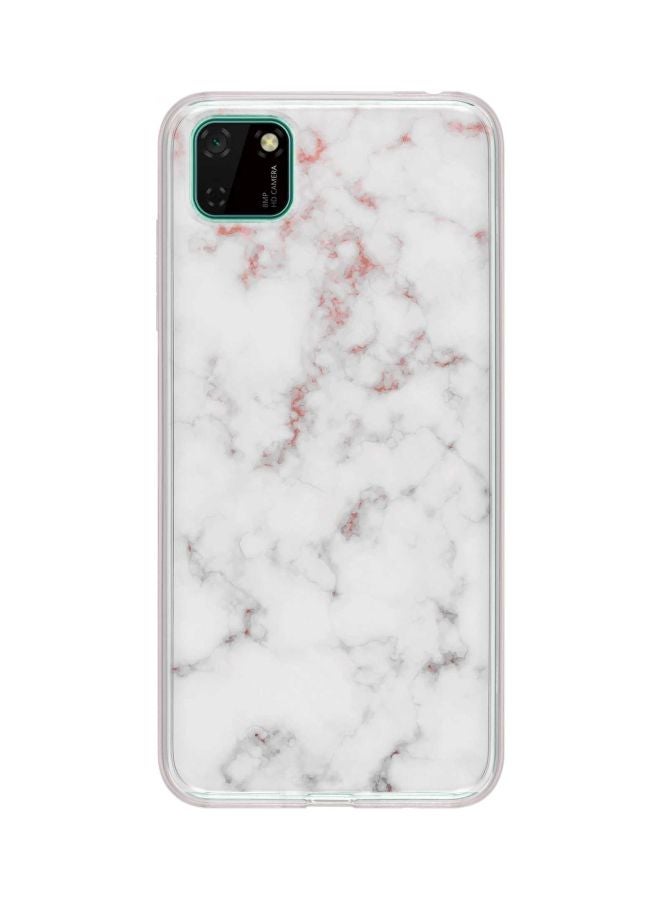 Stylizedd Classic Clear Series Marble Printed Case Cover For Huawei Y5p White/Grey/Red - Image 1