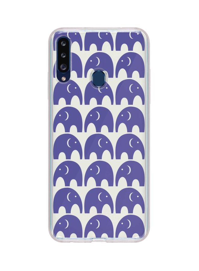 Stylizedd Classic Series Baby Elephants Printed Case Cover For Samsung Galaxy A20s Purple/White - Image 1