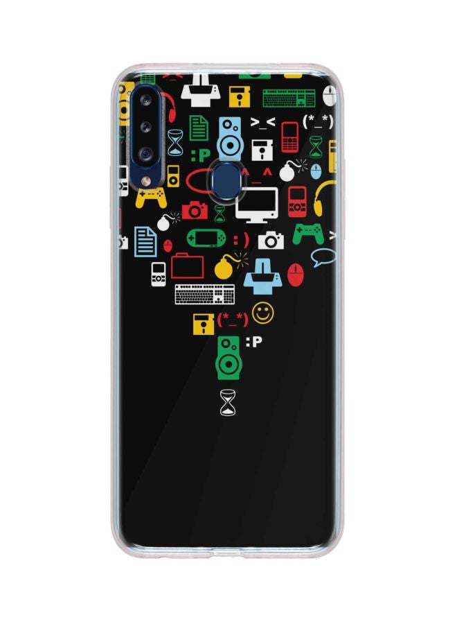 Stylizedd Classic Clear Series Convergence Printed Case Cover For Samsung Galaxy A20s Black/Green/Red  - Image 1