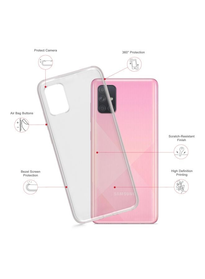 Stylizedd Classic Clear Series Fluttering Butterfly Printed Case Cover For Samsung Galaxy A71 Blue/White - Image 2