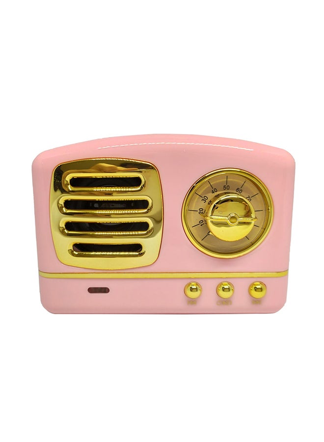 Retro Powerful Bass Mini Speaker Pink/Gold - Image 1