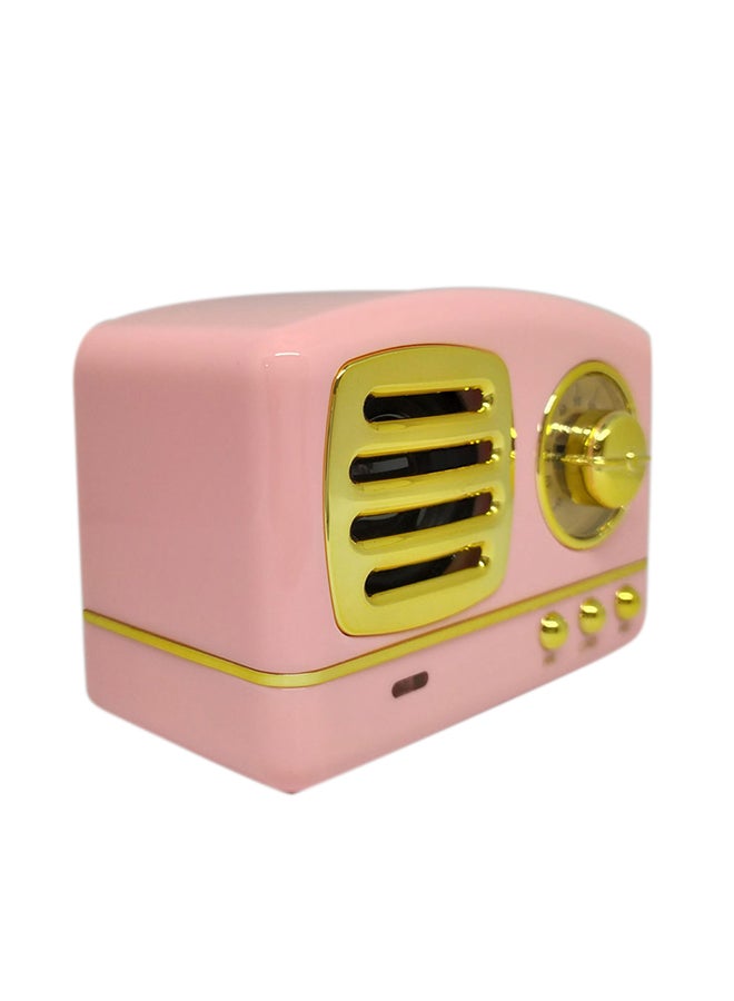 Retro Powerful Bass Mini Speaker Pink/Gold - Image 2