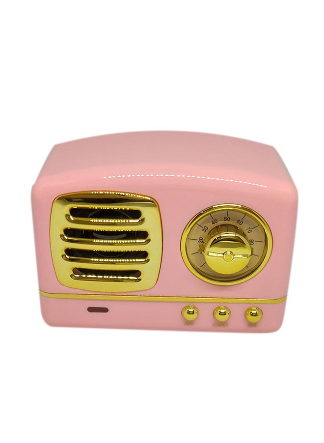 Retro Powerful Bass Mini Speaker Pink/Gold - Image 4