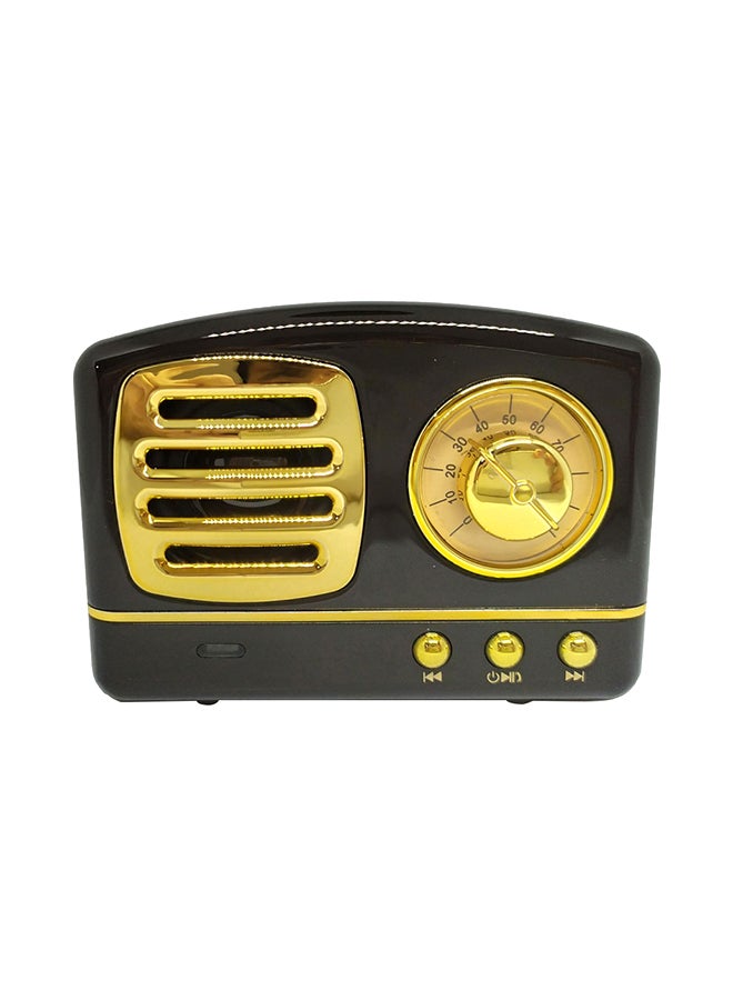 Retro Powerful Bass Mini Speaker Black/Gold - Image 1