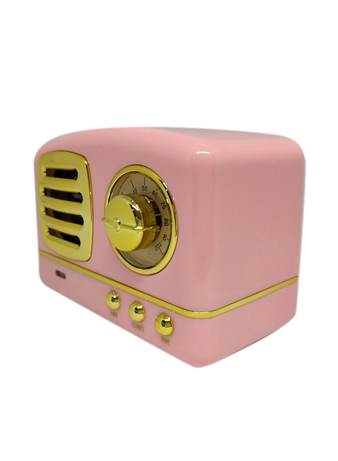 Retro Powerful Bass Mini Speaker Pink/Gold - Image 3