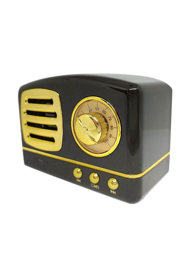 Retro Powerful Bass Mini Speaker Black/Gold - Image 3