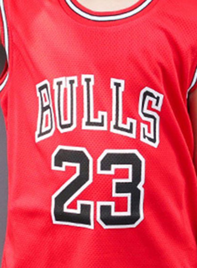 تيشيرت وشورت لكرة السلة بطبعة عبارة "Boys Bulls 23". أحمر/ أبيض/ أسود - Image 3