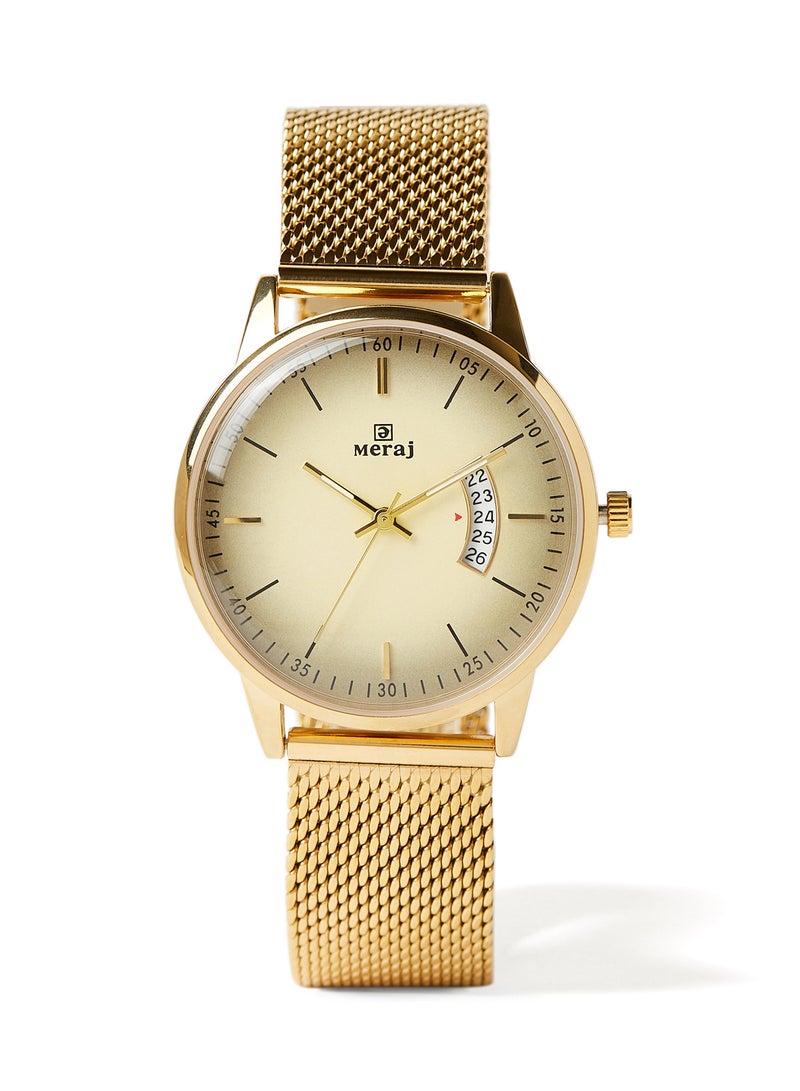 MERAJ Men's Analog Quartz Watch MJ693 - 42 mm - Gold - Image 1