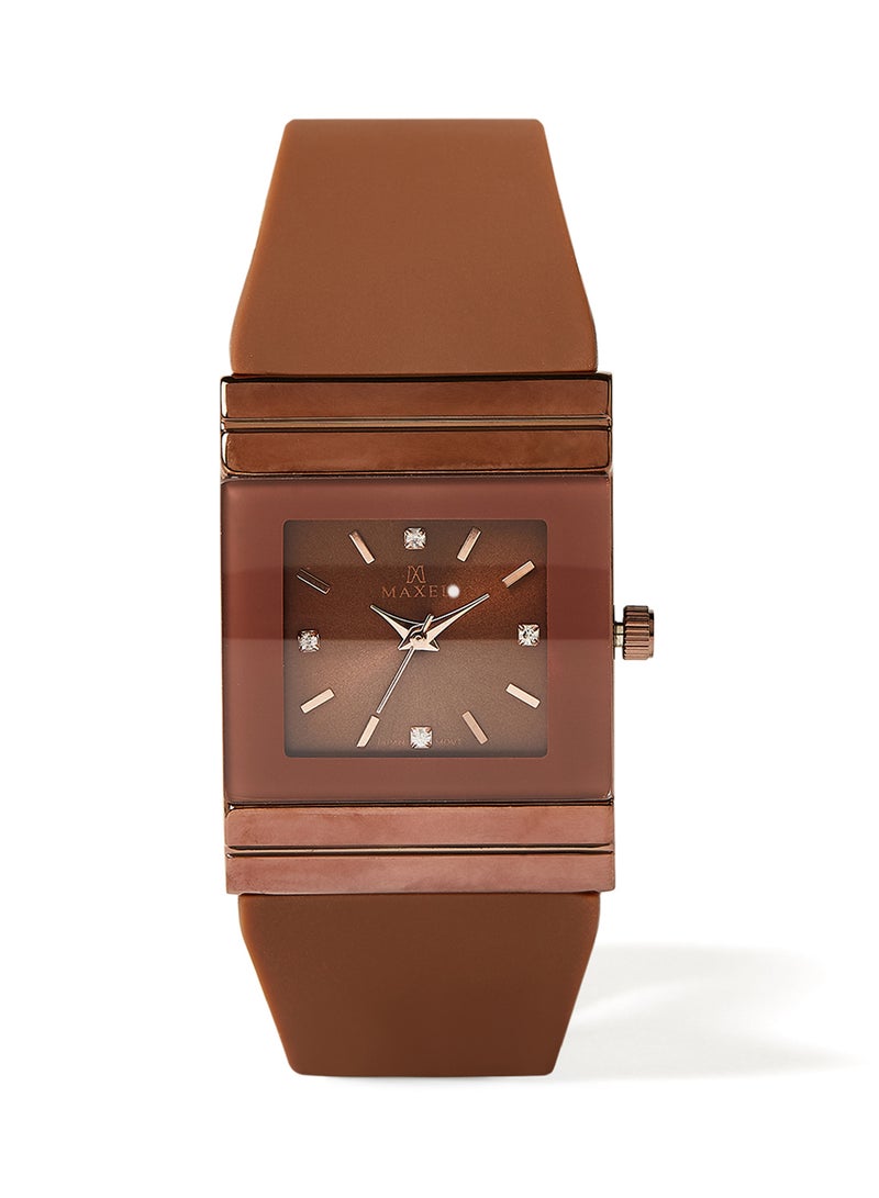 ماكسل ساعة يد كوارتز بعقارب طراز MX644 - قياس 38 مم - لون بني - Image 1