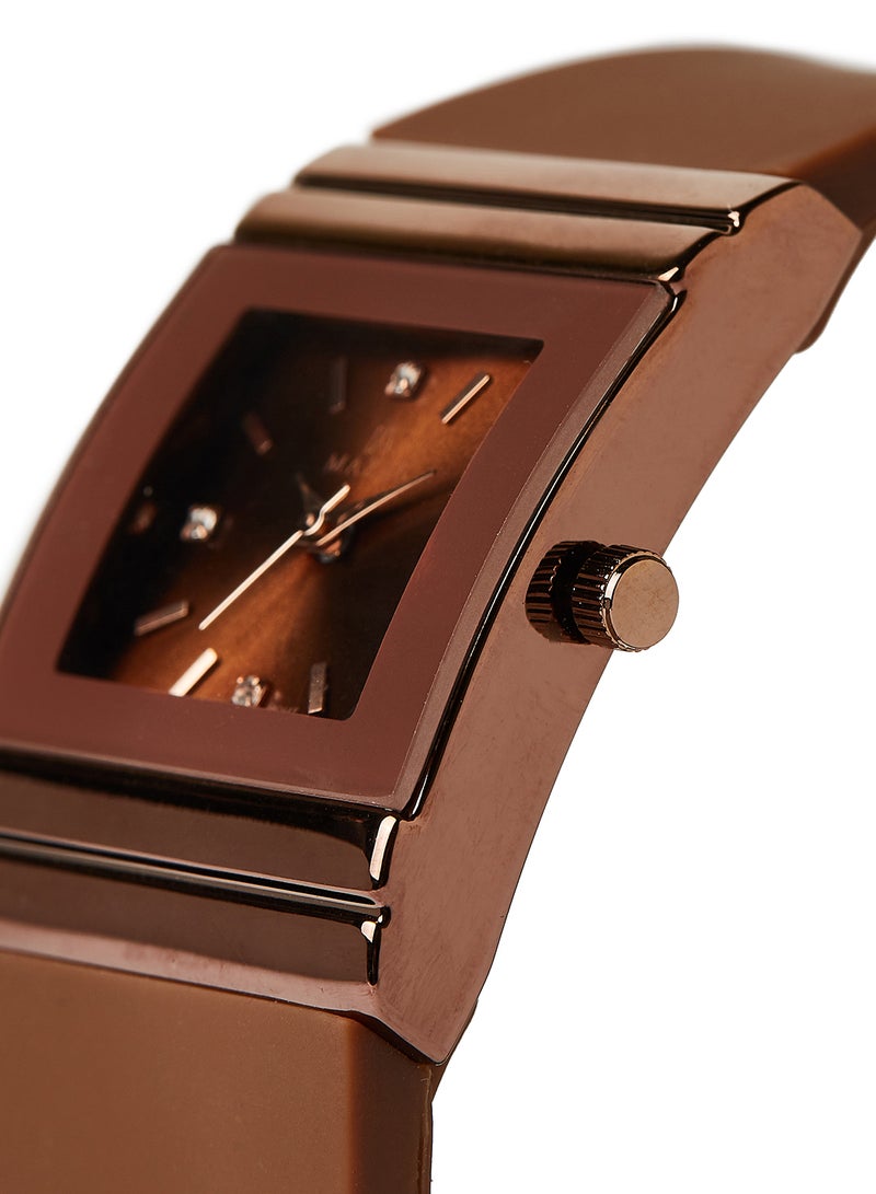 ماكسل ساعة يد كوارتز بعقارب طراز MX644 - قياس 38 مم - لون بني - Image 2