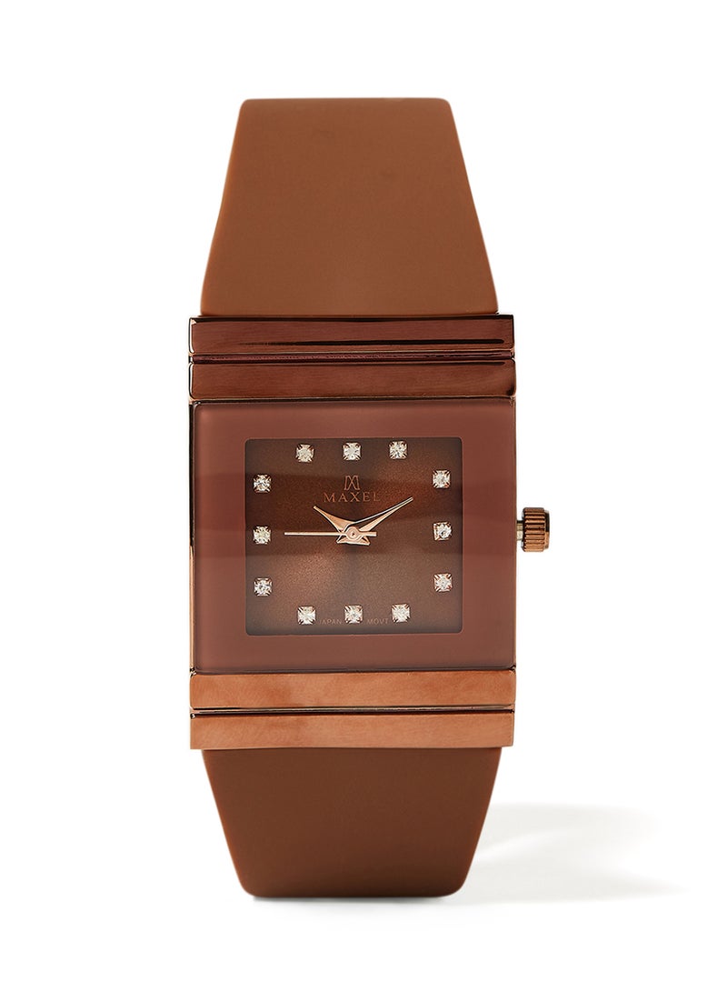 ماكسل ساعة يد كوارتز بعقارب طراز MX631 - قياس 38 مم - لون بني - Image 1