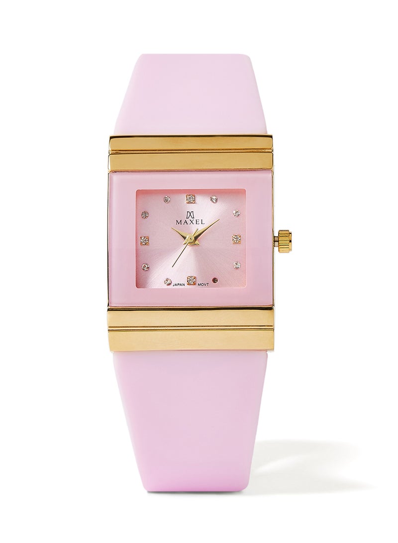 ماكسل ساعة يد كوارتز بعقارب طراز MX627 - قياس 38 مم - لون وردي - Image 1