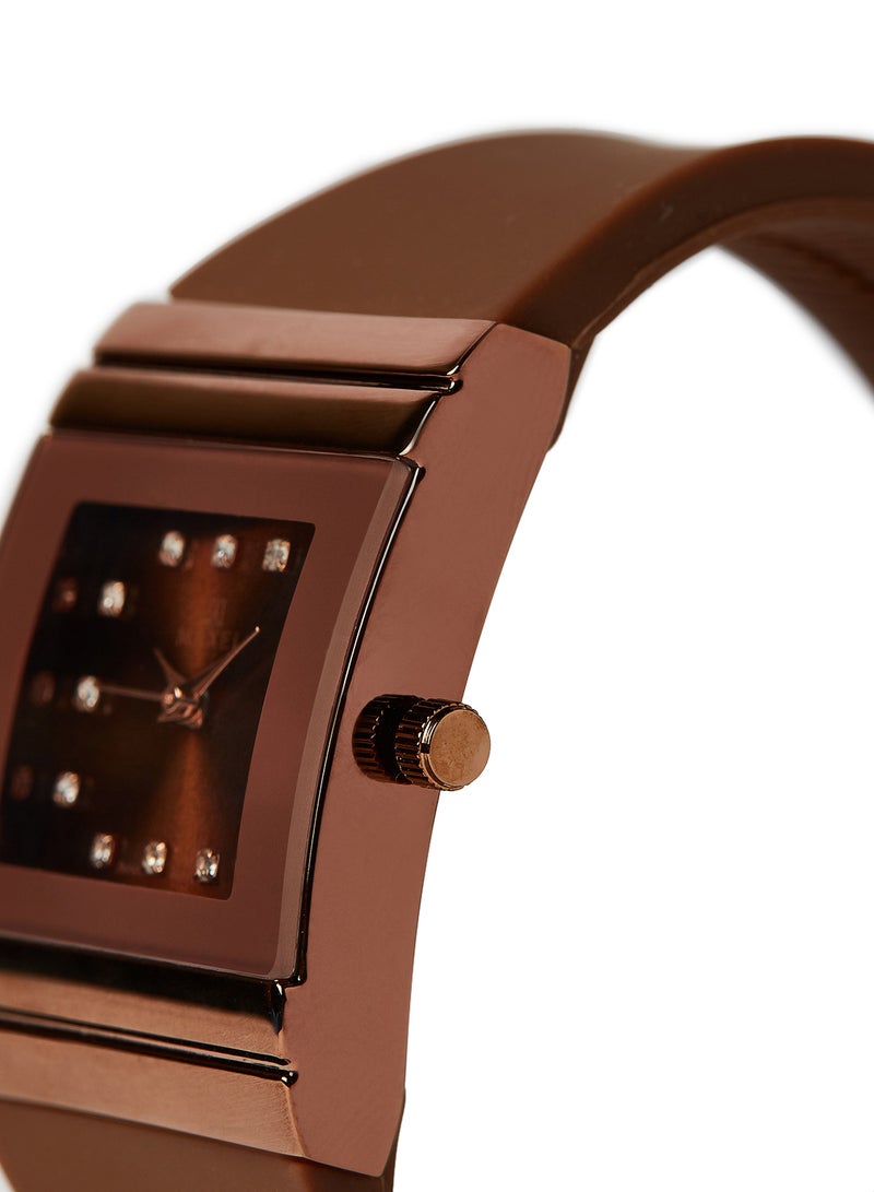 ماكسل ساعة يد كوارتز بعقارب طراز MX631 - قياس 38 مم - لون بني - Image 4