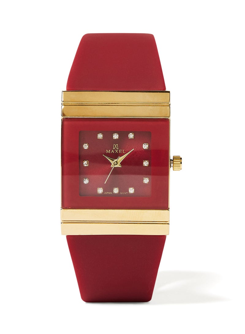 ماكسل ساعة يد كوارتز بعقارب طراز MX630 - قياس 38 مم - لون أحمر - Image 1