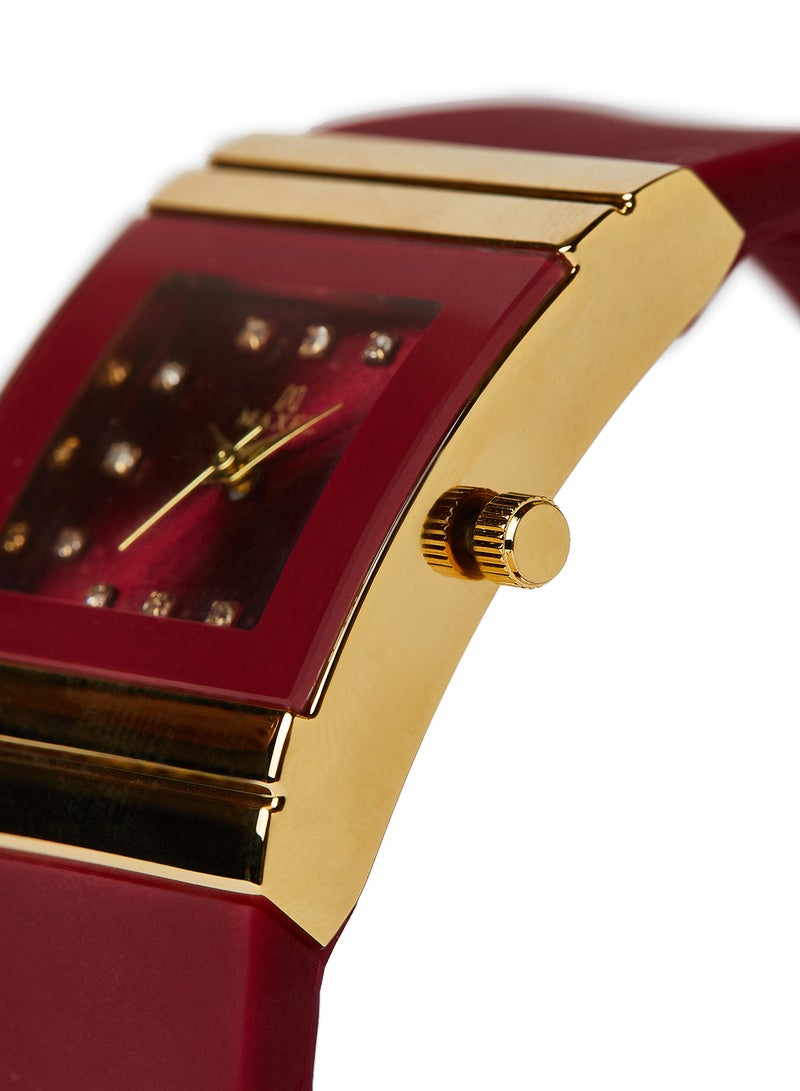 ماكسل ساعة يد كوارتز بعقارب طراز MX630 - قياس 38 مم - لون أحمر - Image 2