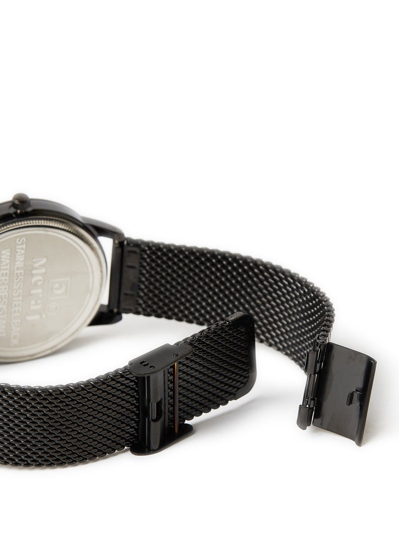 MERAJ Men's Analog Quartz Watch MJ691 - 42 mm - Black - Image 4