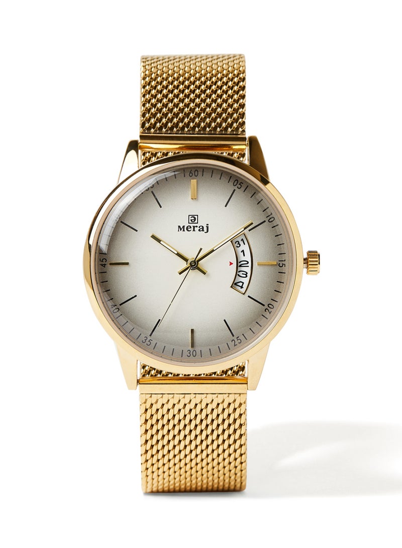 MERAJ Men's Analog Quartz Watch MJ692 - 42 mm - Gold - Image 1