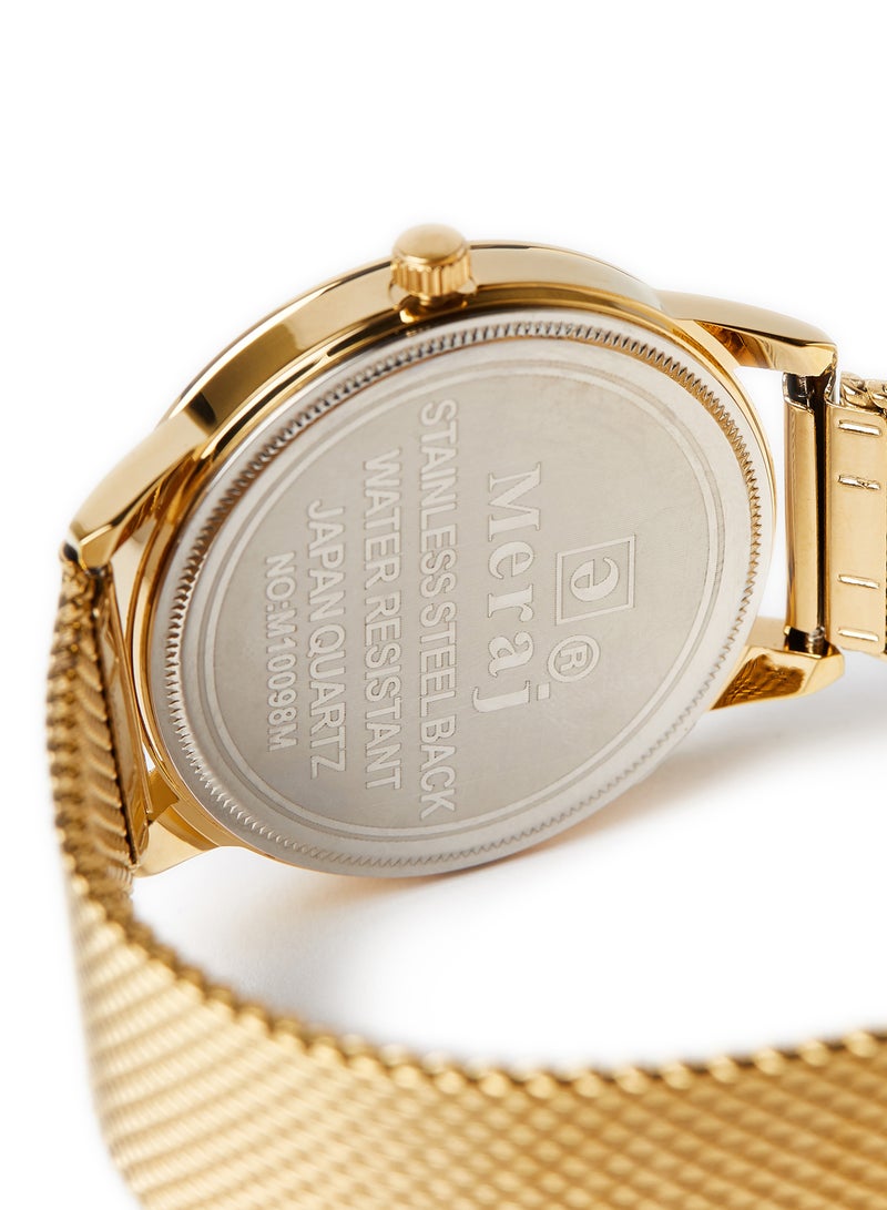 MERAJ Men's Analog Quartz Watch MJ692 - 42 mm - Gold - Image 3