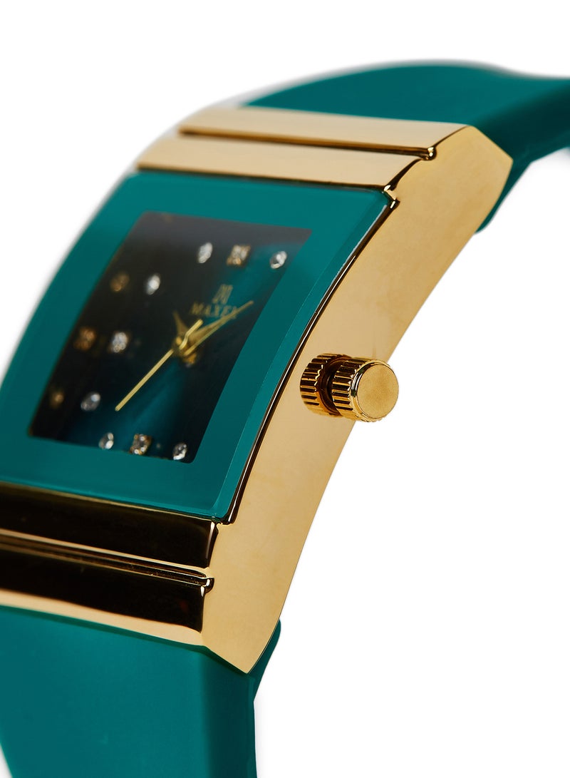 ماكسل ساعة يد كوارتز بعقارب طراز MX629 - قياس 38 مم - لون أخضر - Image 2