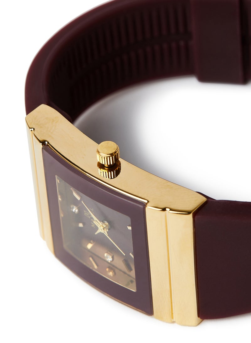 ماكسل ساعة يد كوارتز بعقارب طراز MX645 - قياس 38 مم - لون خمري - Image 2