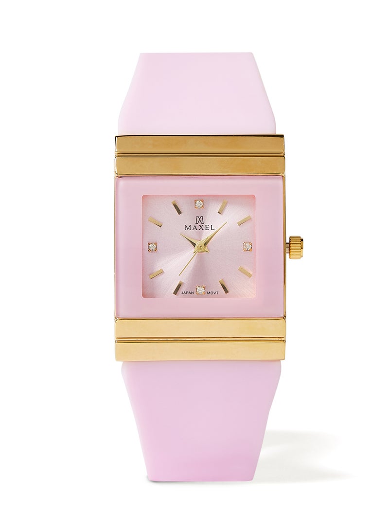 ماكسل ساعة يد كوارتز بعقارب طراز MX636 - قياس 38 مم - لون وردي - Image 1