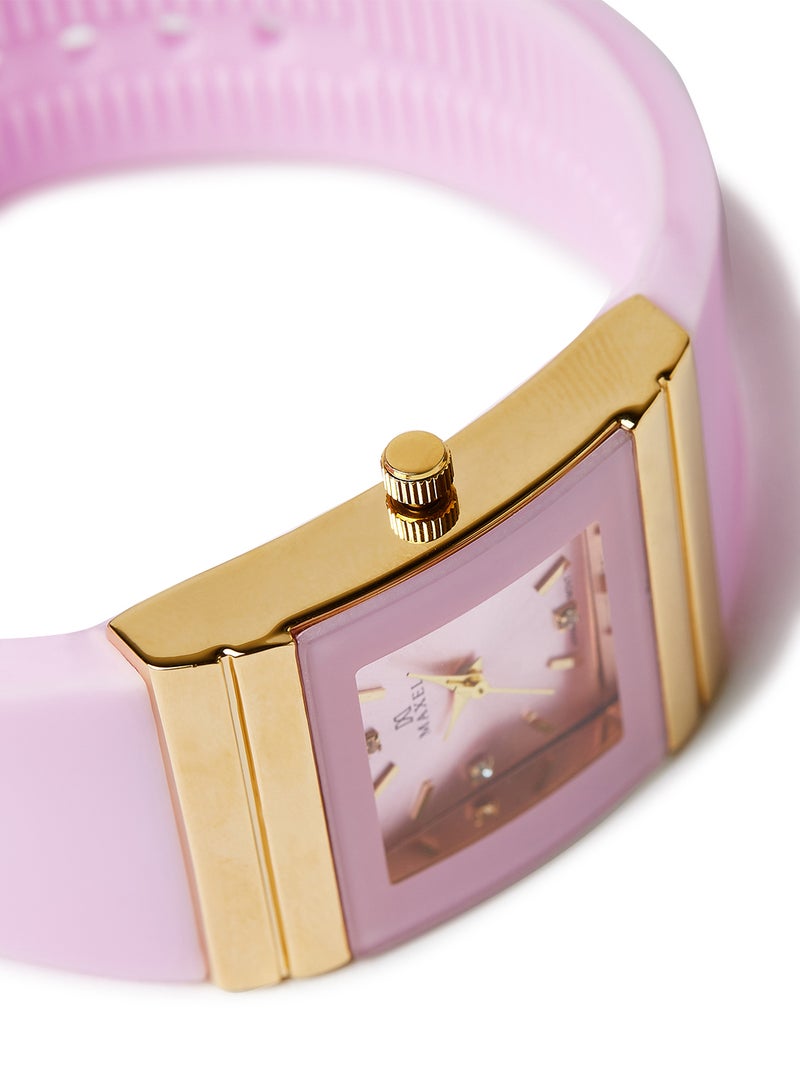 ماكسل ساعة يد كوارتز بعقارب طراز MX636 - قياس 38 مم - لون وردي - Image 2