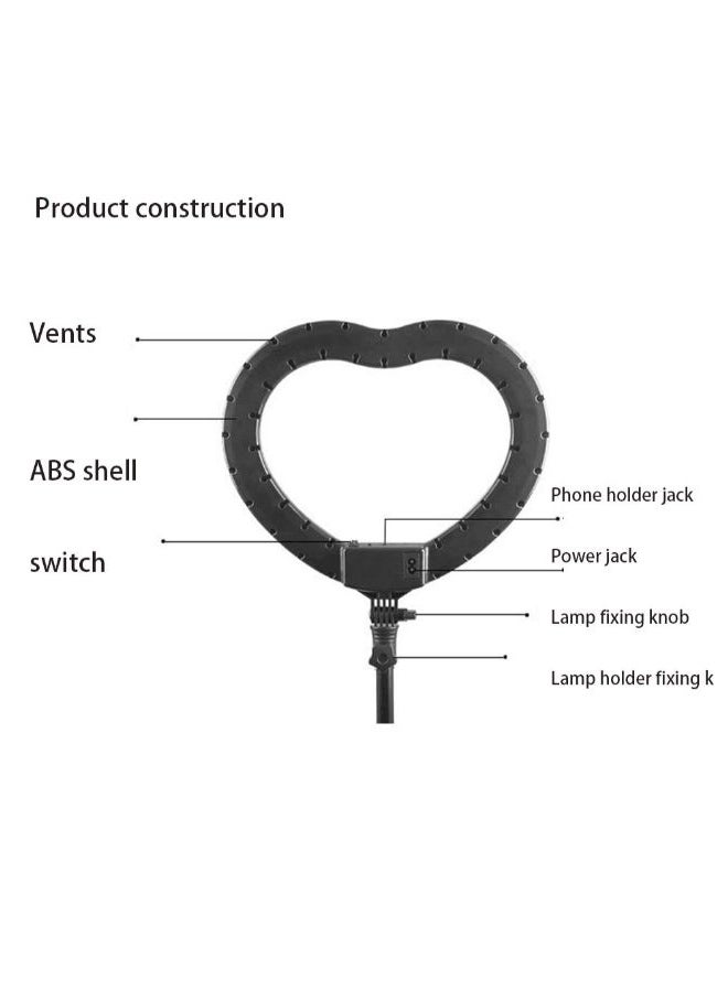LED Ring Fill Light Heart-Shaped Fill Light Cool Warm Color Temperature Endless Tone Black - Image 3