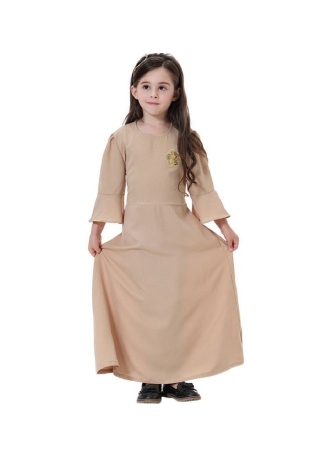 Sharpdo Kids Polyester Maxi Dress Beige  - Image 1