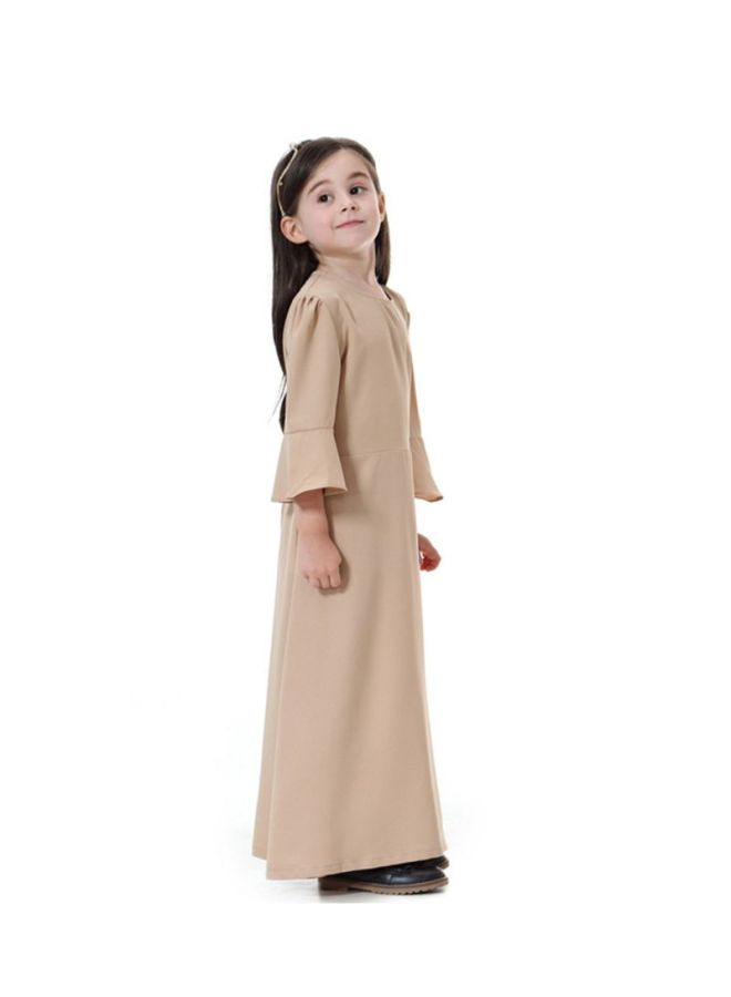 Sharpdo Kids Polyester Maxi Dress Beige  - Image 3