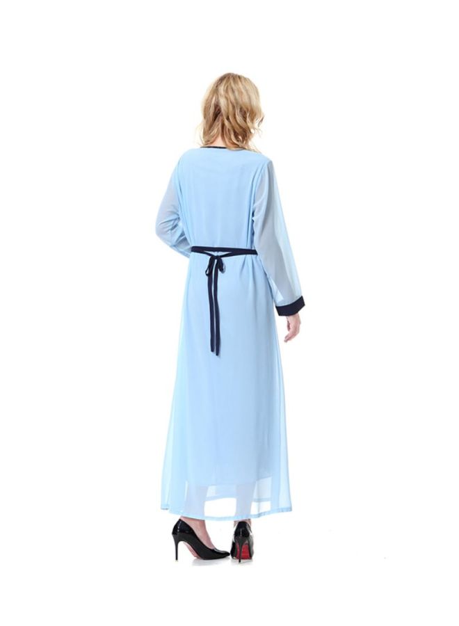 Sharpdo Chiffon Maxi Dress Sky Blue/Black - Image 2