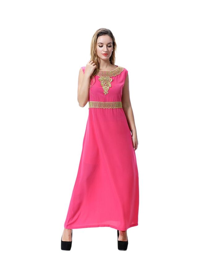 شاربدو فستان طويل من البوليستر وردي/ذهبي - Image 1