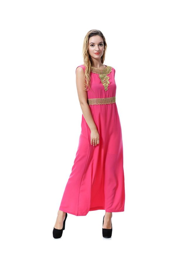 شاربدو فستان طويل من البوليستر وردي/ذهبي - Image 3