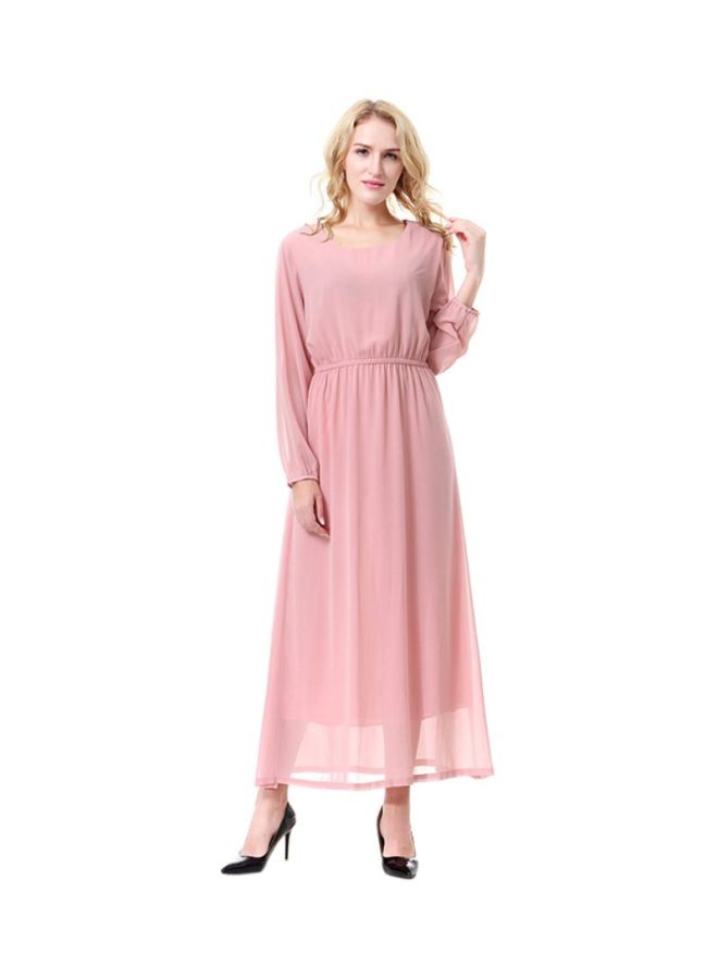 شاربدو فستان طويل من الشيفون وردي غامق - Image 1