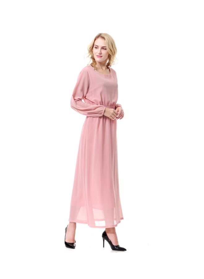 شاربدو فستان طويل من الشيفون وردي غامق - Image 3