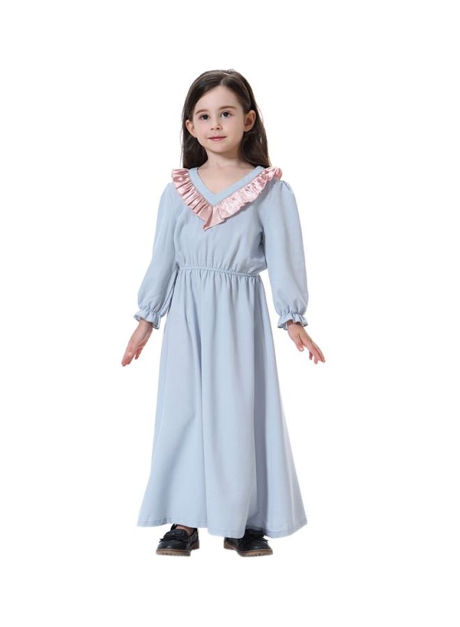 شاربدو فستان طويل برقة على شكل حرف V رمادي/وردي - Image 1