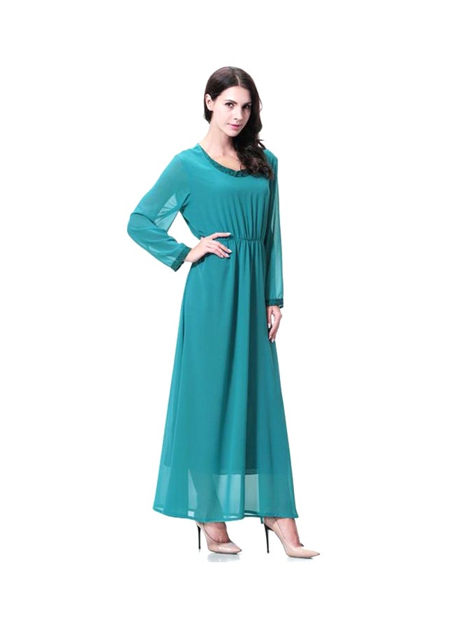 شاربدو فستان من الشيفون برقبة دائرية أخضر زيتوني - Image 3