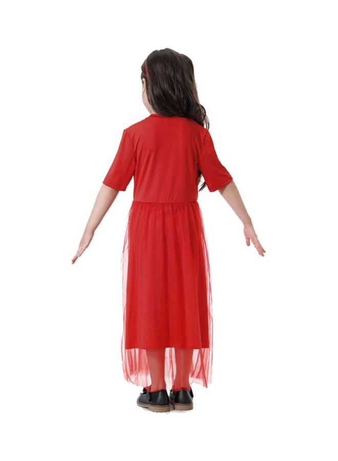Sharpdo Girls Round Neck Dress Red  - Image 2