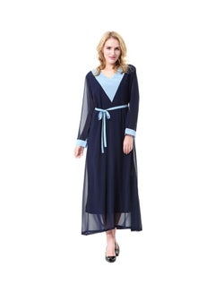 V-Neck Chiffon Dress Navy Blue