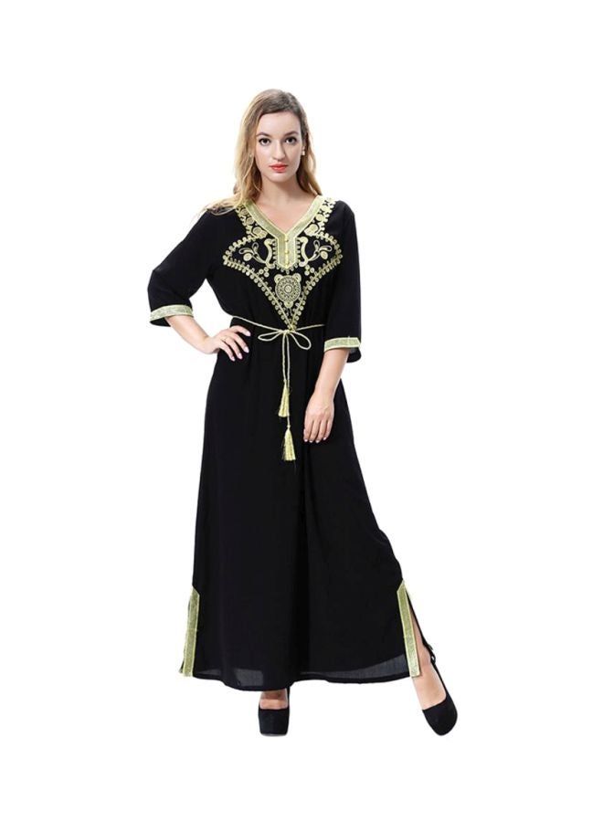 Sharpdo Wool Peach Embroidery Dress Black/Green  - Image 1