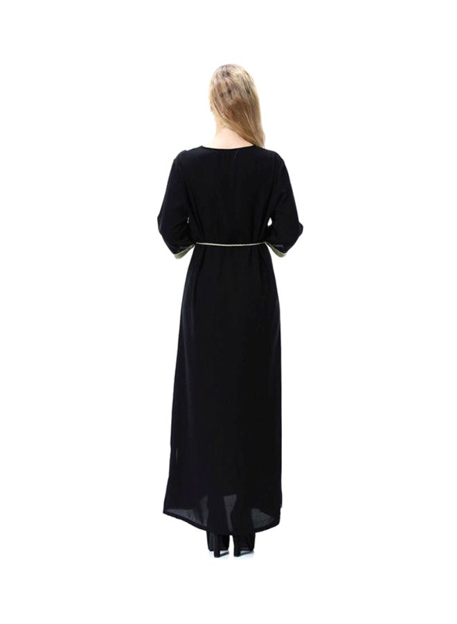 Sharpdo Wool Peach Embroidery Dress Black/Green  - Image 2